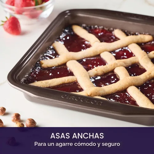 Vista 5 de Circulon Bandeja antiadherente para hornear / molde antiadherente para tartas, cuadrado, 9 pulgadas, marrón Chocolate