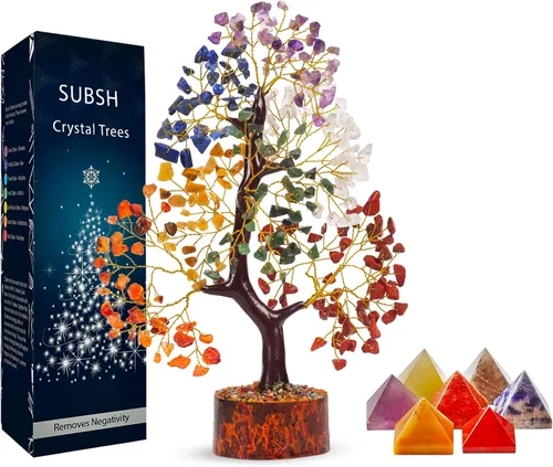 Vista 17 de Árbol de la vida de cristal amatista de 10-12 pulgadas con 2 colgantes de chakra – Bonsái de cristal sanador, árbol del dinero para energía