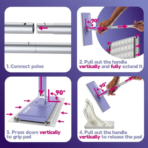 Vista 2 de Barredora con trapeador, acoplamiento y remoción instantánea sin contacto, compatible con almohadillas Swiffer, trapeador de sujeción para polvo