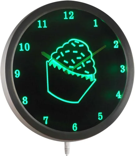 Vista 3 de ADVPRO nc1000-b Reloj de pared LED con letrero de neón para cocina, tienda de cupcakes rociados