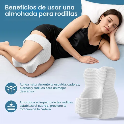 Vista 6 de Almohada de rodilla para dormir de lado, almohada grande y cómoda de espuma viscoelástica para dormir de lado, correa ajustable, almohada