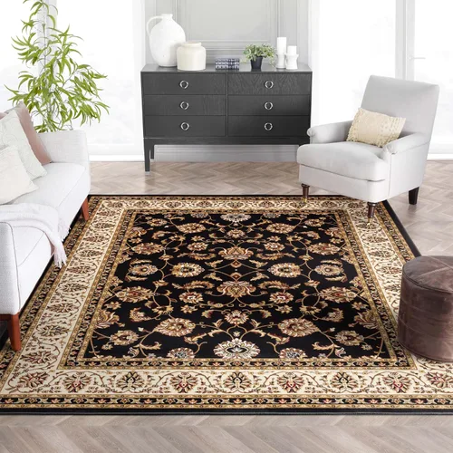 Vista 33 de Well Woven Barclay Collection Sarouk - Alfombra negra de 4 x 5 pies, para entradas, dormitorios pequeños, salas de estar Negro