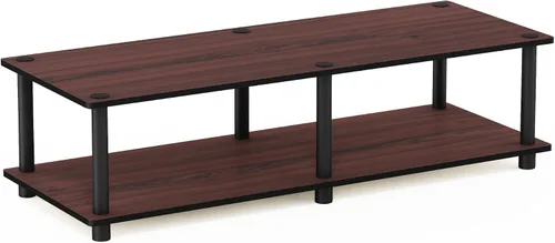 Vista 17 de Furinno Turn-N-Tube Soporte de TV, centro de entretenimiento de esquina de 3 niveles con estantes abiertos, consola de TV sin herramientas para TV