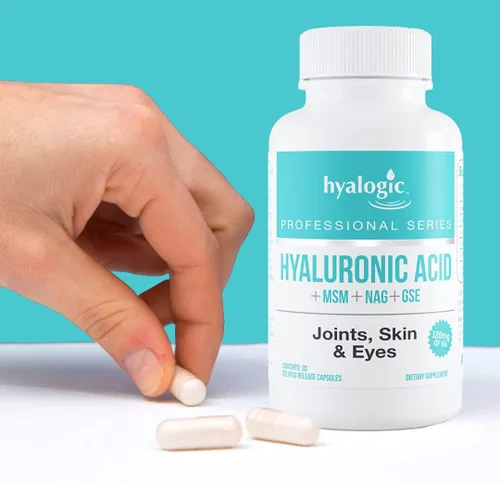 Vista 4 de Hyalogic Cápsulas de ácido hialurónico – Suplemento MSM para apoyo articular, hidratación y bienestar de la piel, cápsulas veganas de liberación