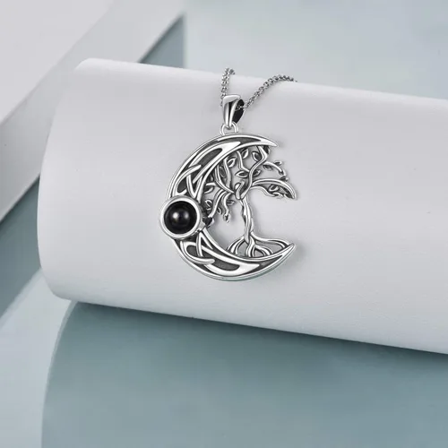 Vista 2 de ONEFINITY Tree of Life Necklace Sterling Silver I Love You 100 LanguagesMoonstone Necklace Cremation Jewelry for Women Girls Gifts