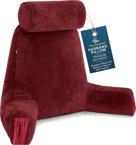 Vista 23 de Almohada Husband Mediana Negra, Respaldo para Niños, Adolescentes, Adultos Pequeños – Almohada de Lectura con Brazos, Altura Ajustable, Espuma