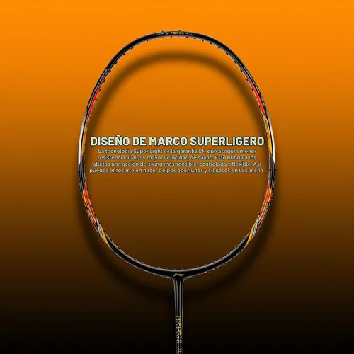 Vista 4 de Li-Ning G-Force X5-2.79 oz G6 - Raqueta de bádminton Negro/Naranja/Bronce