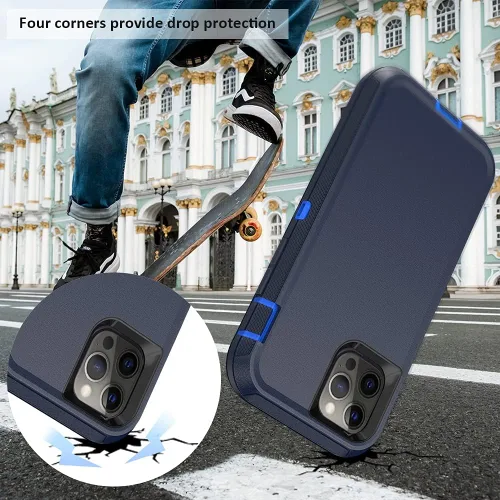 Vista 5 de Funda compatible con iPhone 13 Pro Max de 6.7 pulgadas, con protectores de pantalla, resistente, a prueba de golpes, protección de cuerpo completo