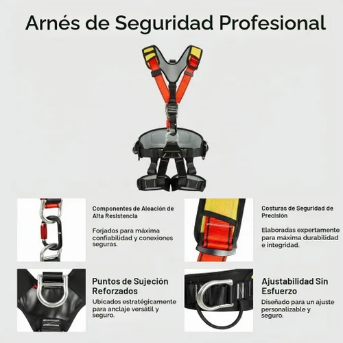 Vista 5 de Zeluga Arnés de seguridad de cuerpo completo de alta resistencia 15-330, protección contra caídas, arnés de techo, cinturón de seguridad