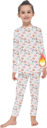 Vista 18 de MANCYFIT Conjunto de ropa interior térmica para niñas, con forro polar largo, capa base ultra suave Rosa bebé