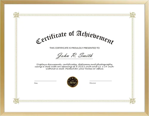 Vista 10 de Golden State Art, Marco de aluminio para certificado de 8.5 x 11 pulgadas, marcos de diploma de metal para documentos de 8.5 x 11 pulgadas, parte