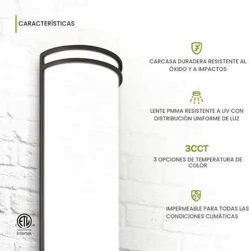 Vista 3 de ASD Luminaria LED de Montaje en Pared de 18 Pulgadas para Exteriores e Interiores - Aplique de Pared Moderno de Bronce Frotado con Aceite - 20W