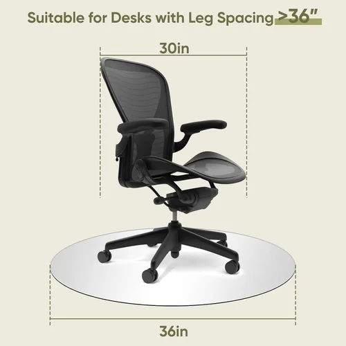 Vista 6 de Tapete redondo para silla de oficina para alfombra y madera dura, mejorado de 36 x 36 pulgadas, tapete de vidrio templado de doble uso para silla