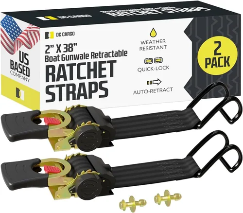 Vista 13 de DC Cargo Mall Correas de trinquete retráctiles - Opciones de montaje E-Track y atornilladas (paquete de 2) 1 pulgada x 6 pies - 4,000 libras