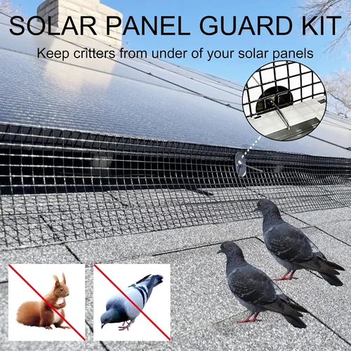Vista 3 de Protección para Panel Solar, Rollo de 10 cm X 30 m de Malla Protectora para Panel Solar con Recubrimiento de PVC, Disuasorio de Palomas Negras