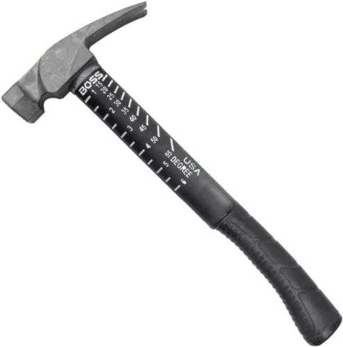 Vista 13 de Boss Hammer Martillo de titanio Ti64 de grado de construcción de 10 oz. con mango de fibra de vidrio Tough-Fiber resistente que absorbe los golpes