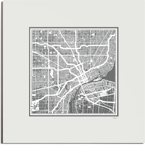Vista 151 de O3 Design Studio San Diego, CA Paper Cut Map Matted Grey 20x20 in Paper Art