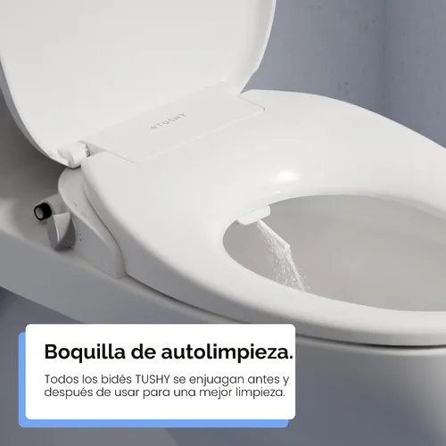 Vista 8 de TUSHY Oasis - Asiento de bidé no eléctrico de agua tibia (alargado) Autolimpiante con doble boquilla, temperatura y presión ajustables