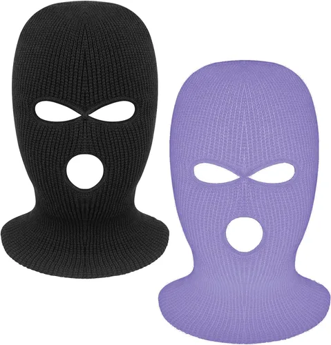 Vista 15 de 2 piezas de 3 agujeros de cara completa máscara de esquí máscara de invierno pasamontañas gorra cubierta de la cara cubierta de la cara cubierta
