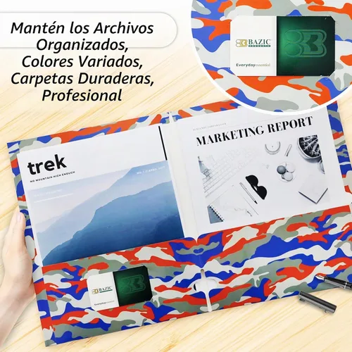 Vista 4 de BAZIC Products Carpeta de papel de camuflaje con 2 bolsillos, juego de 6 Camuflaje - 6 colores surtidos