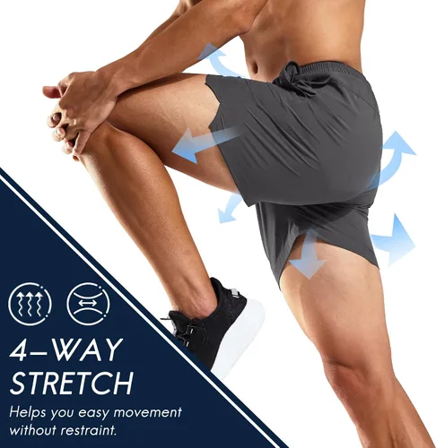 Vista 2 de Haimont Pantalones cortos deportivos de 5 pulgadas para hombre, con bolsillos, resistentes al agua, ligeros, de secado rápido, pantalones cortos