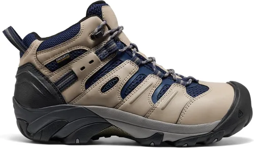 Vista 2 de Botas de trabajo impermeables con puntera de acero de altura media Lansing Mid para hombre, de KEEN Utility Plaza Taupe/Negro