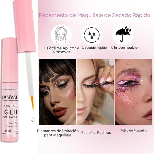 Vista 5 de Canvalite 18000 piezas de diamantes de imitación para la cara, gemas multicolores para ojos, cabello y uñas con pegamento de maquillaje de secado