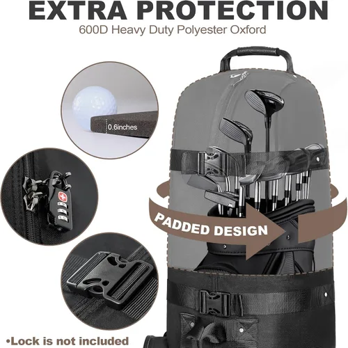 Vista 3 de Himal Outdoors Bolsa de Viaje de Golf - Poliéster Oxford 600D de Servicio Pesado Resistente al Desgaste, Excelente Cremallera, Tamaño Universal