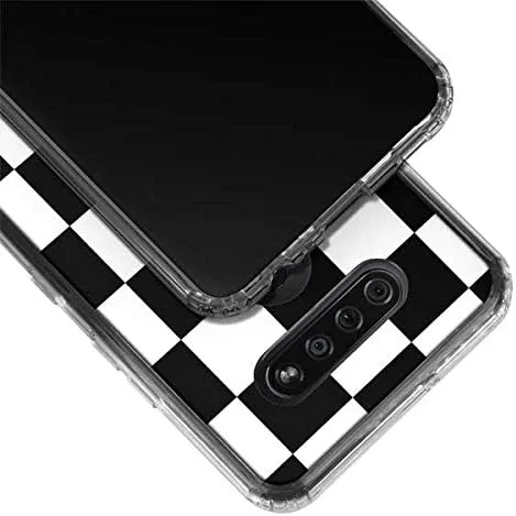 Vista 2 de Skinit Funda transparente compatible con LG K51/Q51, diseño original a cuadros en blanco y negro
