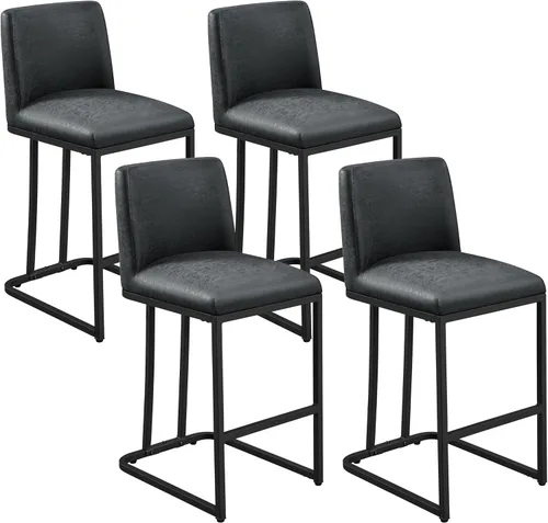 Vista 11 de Yaheetech Juego de 2 taburetes de bar, taburetes de cocina de altura de mostrador de 24 pulgadas, sillas de bar tapizadas de cuero modernas