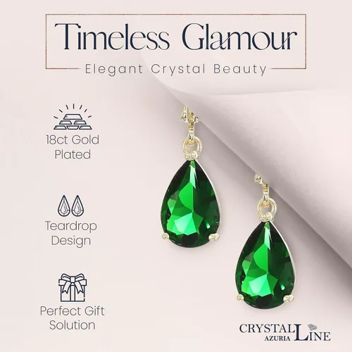 Vista 4 de Crystal line Azuria Dange Women Teardrop Earrings with Box 18K Gold Plated Zirconia Crystals Teardrops Jewelry for Women