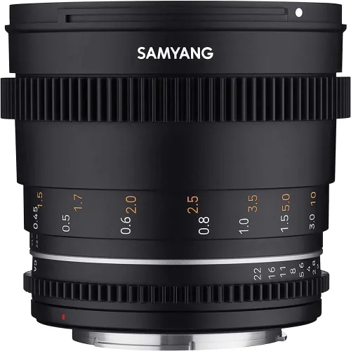 Vista 3 de Samyang Lente Cine de marco completo T1.5 VDSLR MK2 de 1.969 in para Canon RF, enfoque manual de alta velocidad, iris de 9 cuchillas, vidrio ultra