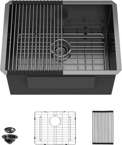 Vista 32 de Fregadero de cocina de 13 x 15 pulgadas de montaje bajo encimera - Fregadero de cocina de acero inoxidable 304 calibre 16 bajo mostrador con grifo