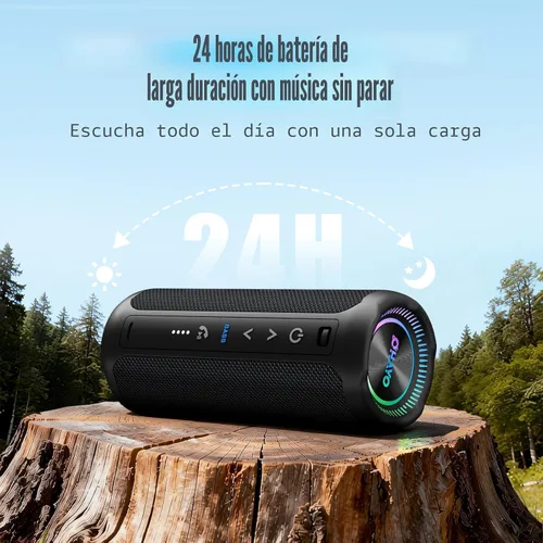 Vista 4 de Altavoz Bluetooth inalámbrico fuerte sonido estéreo IPX7 impermeable al aire libre portátil 25W Super Bass Altavoces para fiesta en casa playa