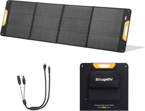 Vista 9 de El panel solar portátil BougeRV 100W, tipo N plegable fibra de vidrio del cargador solar 100W Solar Panel, Fiberglass Layer, Foldable Charging