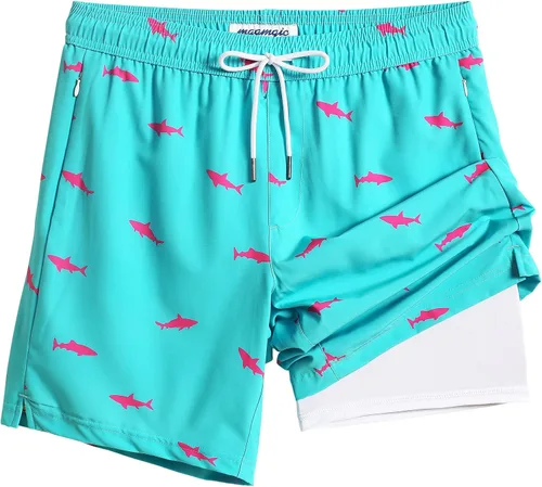 Vista 39 de maamgic Traje de Baño para Hombre 2 en 1, Pantalones Cortos de Natación de 17.8 cm para Hombre, Trajes de Baño, Pantalones Cortos de Tabla