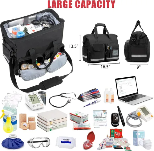 Vista 3 de Gatycallaty Bolsa médica para médico, salud en el hogar, trauma, rojo, ems, bolsa de emergencia para primeros auxilios, Emt Med Dr Enfermería