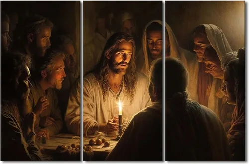 Vista 25 de Lienzo decorativo para pared de sala de estar, impresión retro con luz de esperanza de Jesús, 1 panel, póster de lienzo moderno para dormitorio