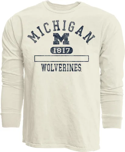 Vista 34 de Blue 84 NCAA Camiseta unisex-adulto de manga larga con licencia oficial de la NCAA, teñida en anillos, color marfil