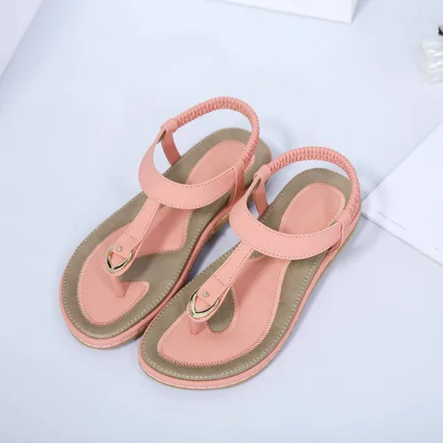 Vista 7 de SHIBEVER Sandalias bohemias para mujer de verano con cuentas y tirantes delgados al tobillo, zapatos elegantes