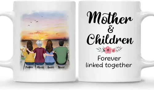 Vista 16 de Gossby Tazas personalizadas para mamá, regalos personalizados para mamá de hijas, hijos con avatares, nombres, cumpleaños, día de la madre, regalos