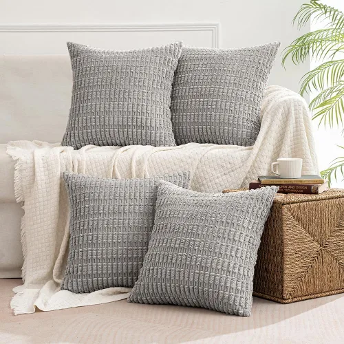 Vista 19 de MIULEE Paquete de 4 fundas de almohada decorativas neutras de 16 x 16 pulgadas para sofá, sala de estar, cama, estilo rústico, granja, bohemio