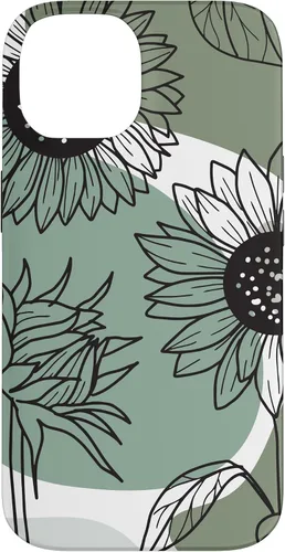 Vista 4 de iPhone 16 Aesthetic Sunflower Line Art Minimalistic Sage Green Case
