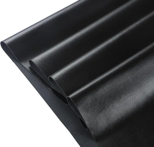 Vista 2 de Picheng Hojas de cuero sintético de vinilo: tela de piel sintética lisa negra impermeable de 54 x 36 pulgadas, tapicería de vinilo suave sintético