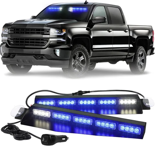 Vista 14 de XRIDONSEN - Luces estroboscópicas para visera de 34 pulgadas, 40 LED, color verde ámbar, luces de emergencia Warning Hazard Caution Safety Lights