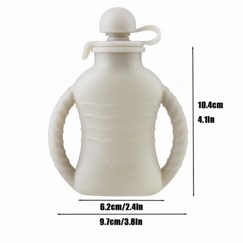 Vista 6 de PandaEar - Paquete de 4 bolsas reutilizables de comida para bebés con asas dobles, bolsas portátiles de silicona para niños pequeños, bolsas