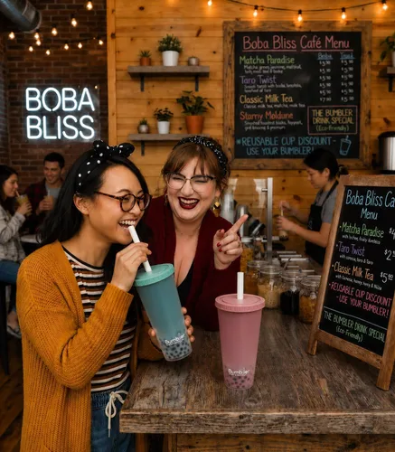 Vista 6 de Bumbler 24 onzas Gran Taza Reutilizable Portátil Ecológica Taza de Beber con Pajita de Punta Suave y Ancha, Tapa Estética a Prueba de Fugas