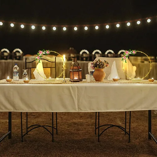 Vista 5 de Centros de mesa decorativos 10 piezas de 12 pulgadas, aros florales de metal para centros de mesa de boda para mesas con luces. Anillos de aro