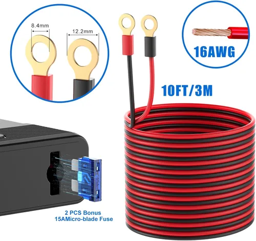 Vista 2 de Divisor de enchufe de cargador de coche de 12 V 24 V con cable de 10 pies/3M, 3 enchufes para encendedor de cigarrillos, enchufe adaptador de 4