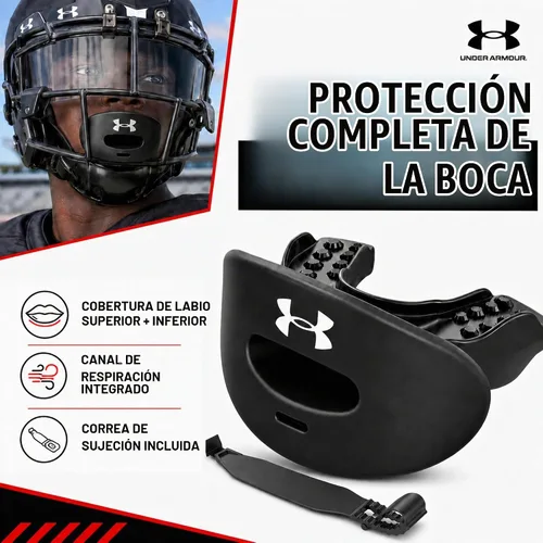 Vista 2 de Under Armour Air - Protector labial para fútbol, protección bucal completa, compatible con brákets, ajuste instantáneo